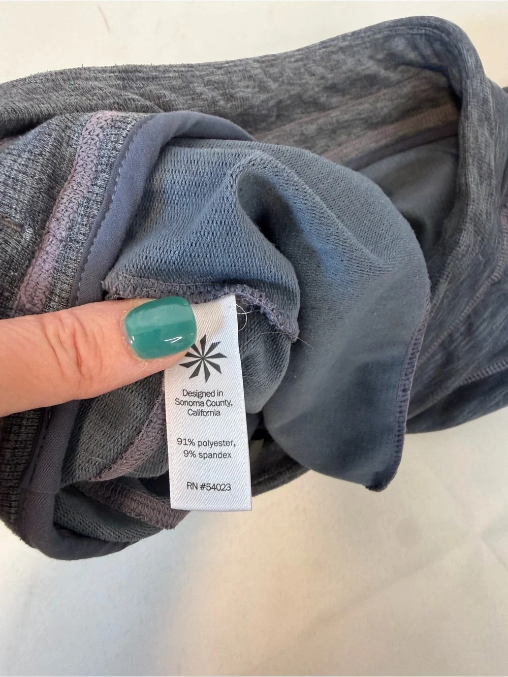 Athleta Techie Terry Mini Skirt‎ Gray Purple Drawstring Waist Women’s Medium